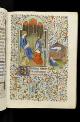Adoration of the Kings; St. John and angel with sickle, from a Book of Hours
